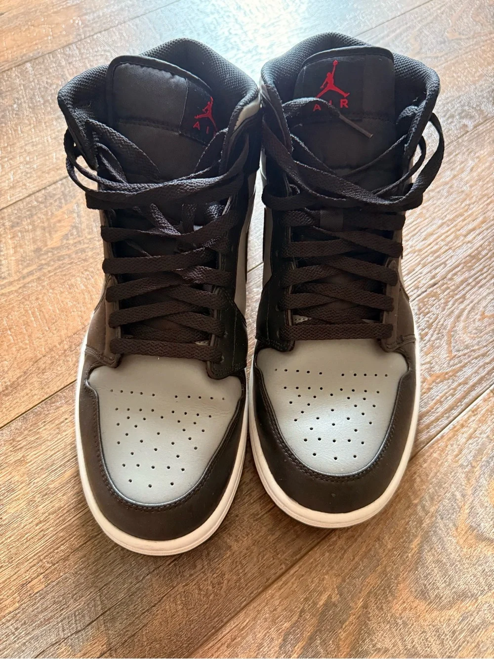Nike High-Top Sneakers - Black & Gray with Red Accent